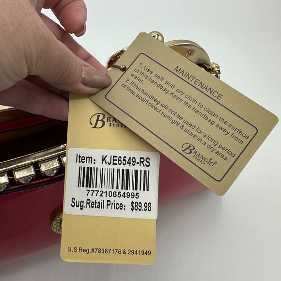 NWT Brangio Italy Starry Embrace Metallic Clutch/Crossbody - Rose - Picture 14 of 15